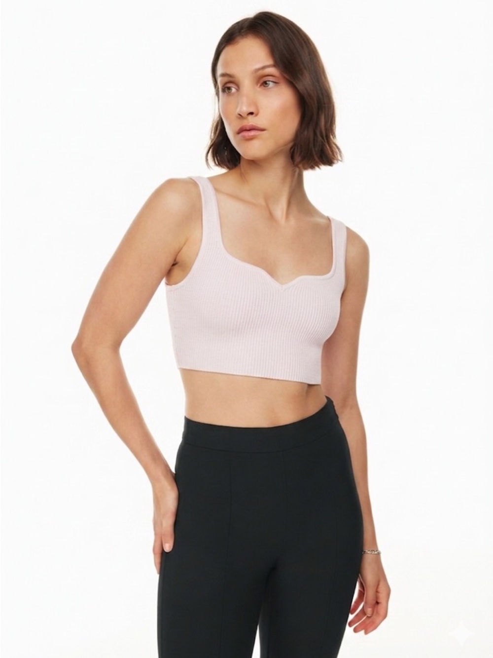 ARITZIA BABATON Sculpt Knit Notch Tank Ribbed Top Cropped XS